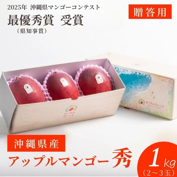 ＜予約販売＞沖縄県産アップルマンゴー ＜秀品1kg＞（2～3玉）