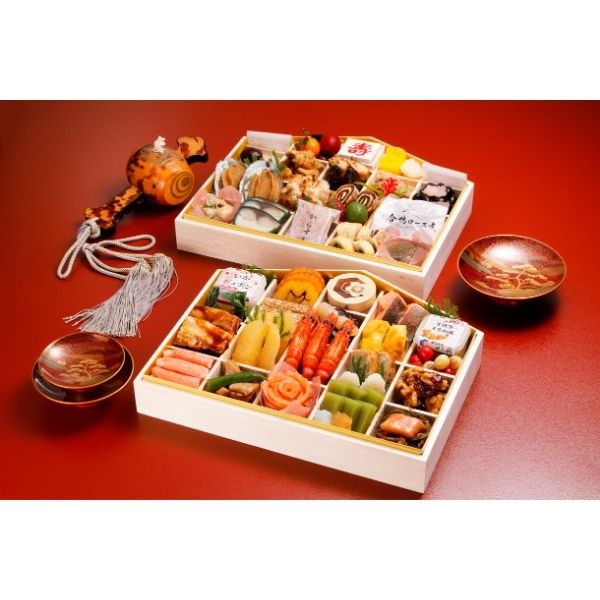 【日本料理てら岡】豪華おせち「絵馬」弐段重 ＜冷凍＞ ※送料込み