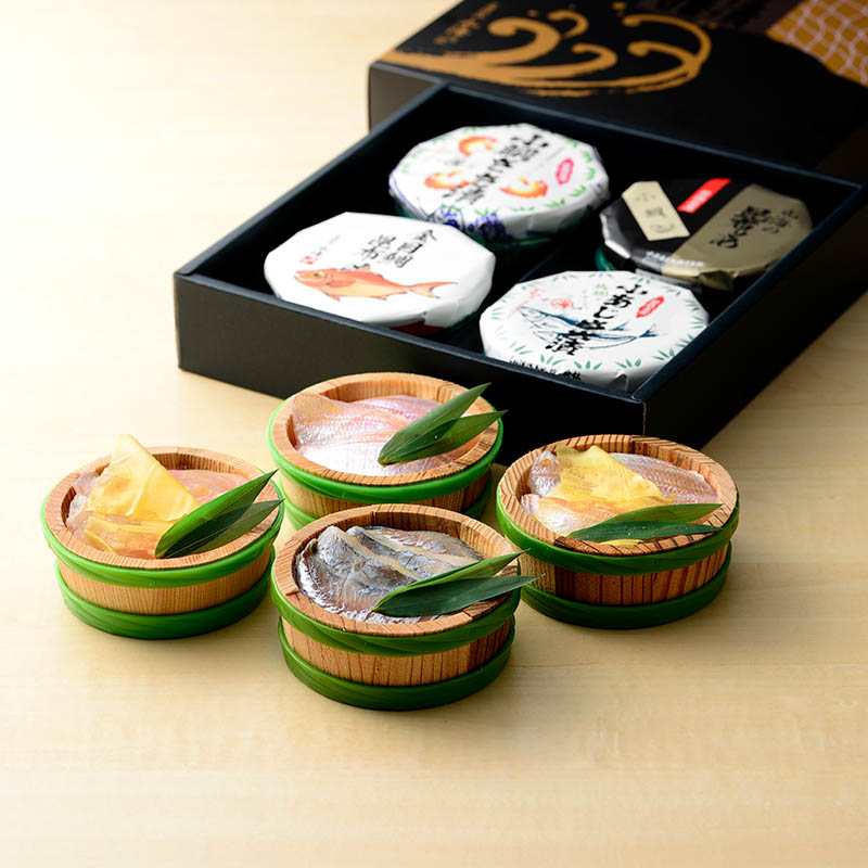 笹漬膳 4ヶ入(小鯛ささ漬・金目鯛昆布〆・小鯛昆布〆・小あじささ漬) ＜送料込み＞